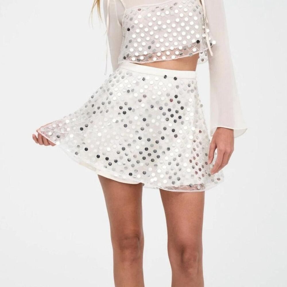 For-love-lemons Women's White and Silver Skirt